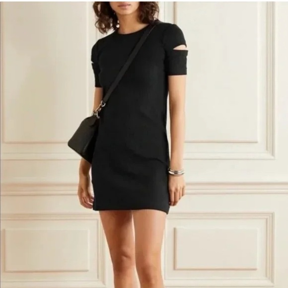 Helmut Lang Ribbed Cutout Mini Dress in Black Size Small - Picture 4 of 15